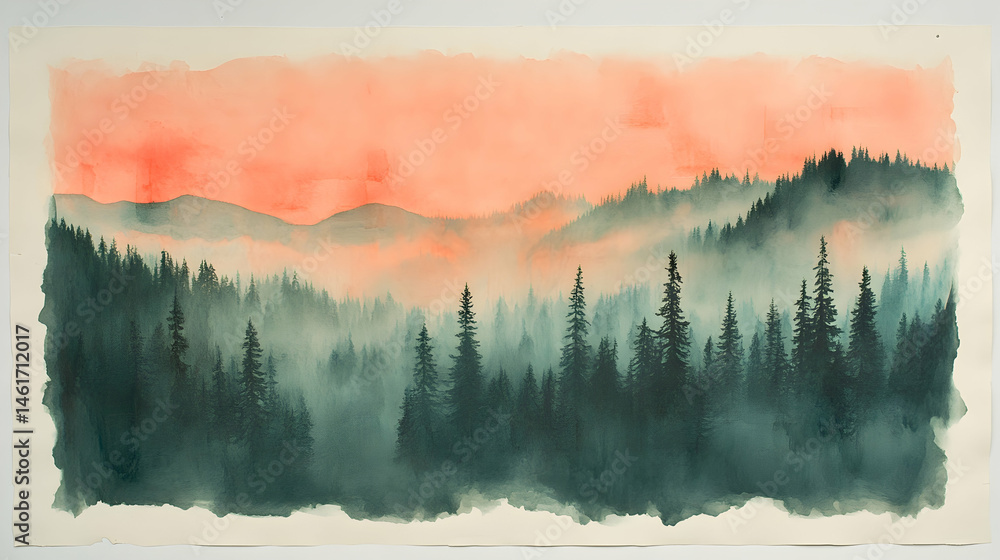Fototapeta premium Misty Mountain Sunrise