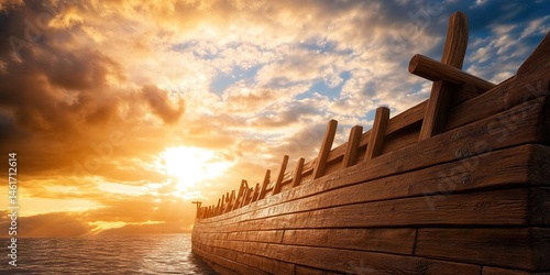 noah's ark - wooden boat large enough to protect two of each species of animal during biblical flood