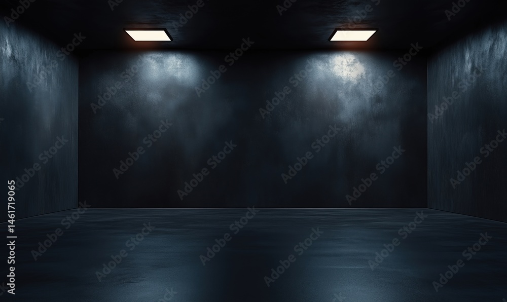 Dark empty room with dramatic lighting and textured walls for artistic photography Dark empty room with dramatic lighting and textured walls for artistic photography