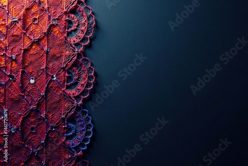 Geometric patterned lace overlay on dark background, design, light, elegant