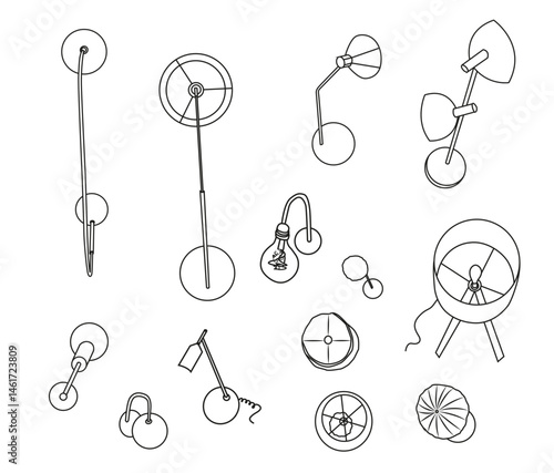 Top View Vector Set of Floor Lamps and Table Lamps for Interior Design and Floor Plans