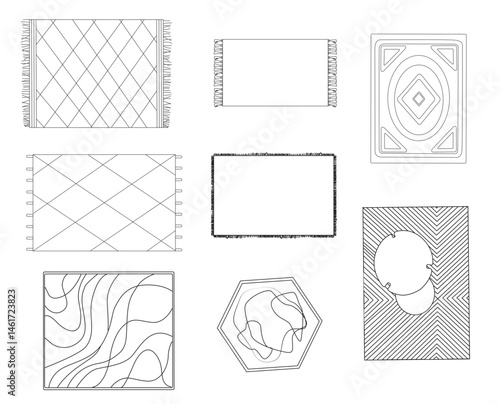 Top View Vector Set of Rugs and Carpets for Floor Plans and Interior Design Projects