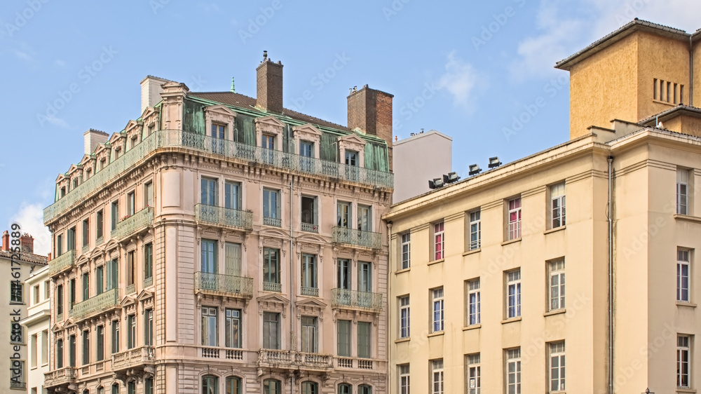 Typical neoclassical apartment builiding in the city of Lyon Typical neoclassical apartment builiding in the city of Lyon