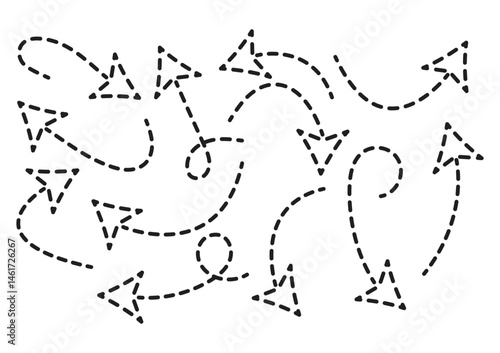 Dotted Curved Arrows Collection – Hand-Drawn Direction Icons