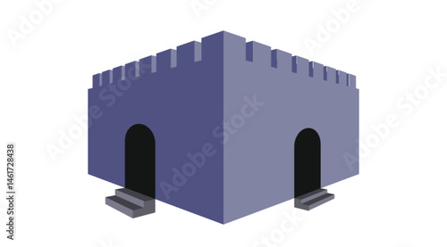 3d render of a castle icon on white background
