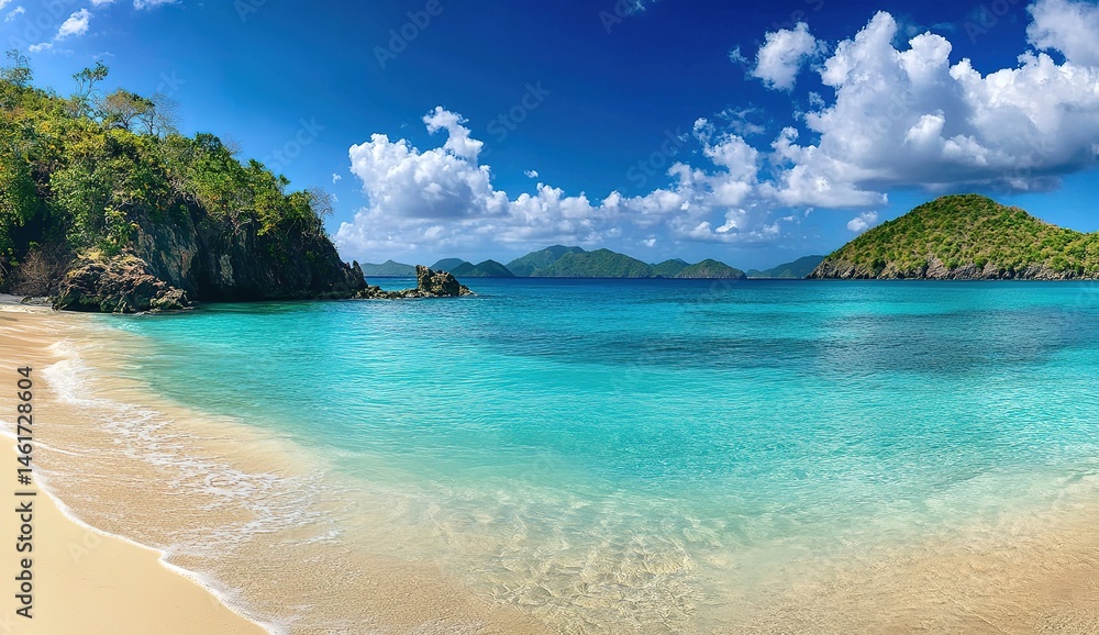 Fototapeta premium Tropical Beach Panorama With Turquoise Water