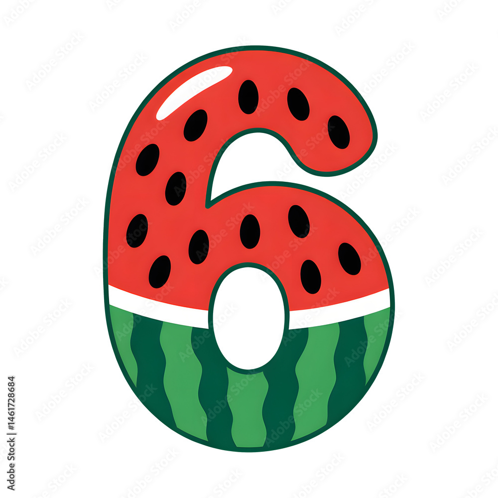 Obraz premium Watermelon letter 6 for summer fun