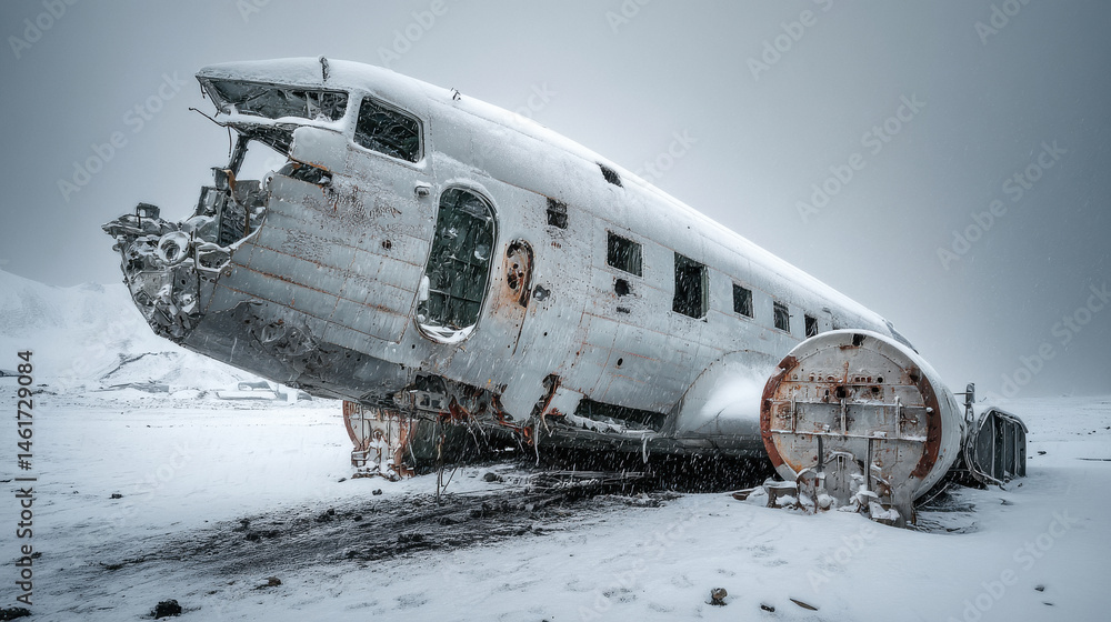 Obraz premium Decaying plane wreck in the snow