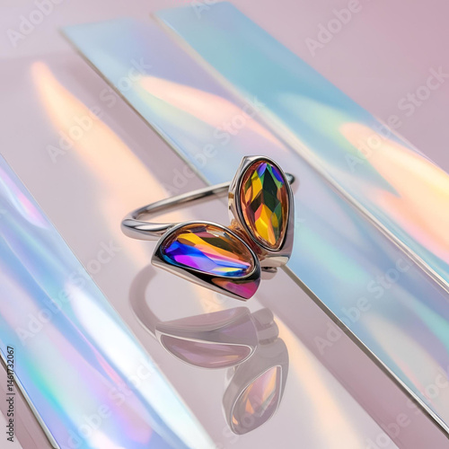 wedding rings on a mirror