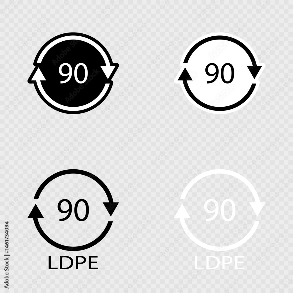 Obraz premium Composites recycling symbol LDPE 90 set.