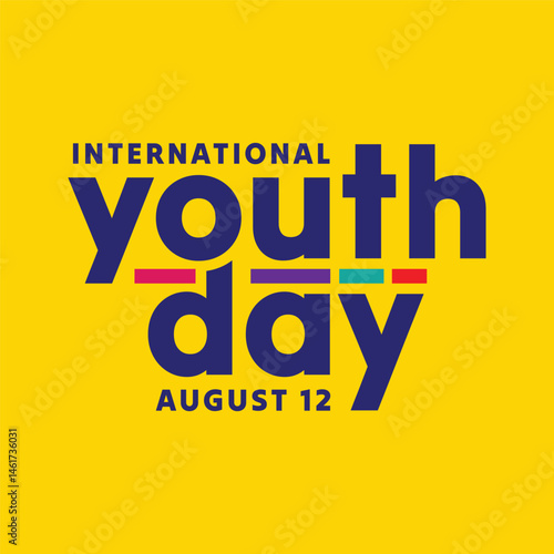 International Youth Day typography vector illustration for banner, poster, template, flyer design. Youth Day colorful lettering greeting card to celebrate on August 12. 