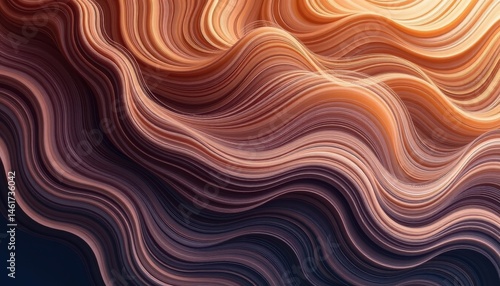 Abstract Wavy Patterns with Warm Colors and Fluid Motion in a Digital Design