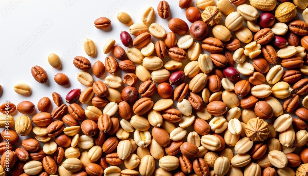Close-Up View of Various Nuts Spread on a Surface Highlighting Healthy Snack Options Close-Up View of Various Nuts Spread on a Surface Highlighting Healthy Snack Options