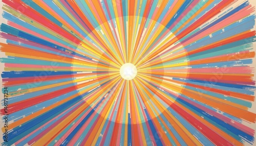 Obraz na płótnie Vibrant Abstract Design Featuring Radiant Sunburst with Colorful Rays in Dynamic Patterns w salonie