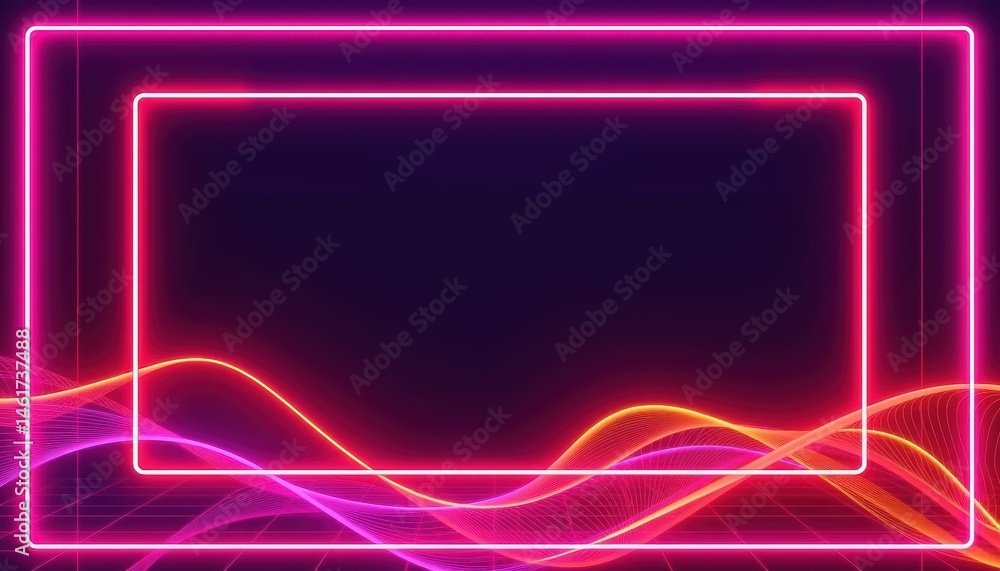 Dynamic Neon Wave Patterns with Colorful Glows on a Dark Abstract Background
