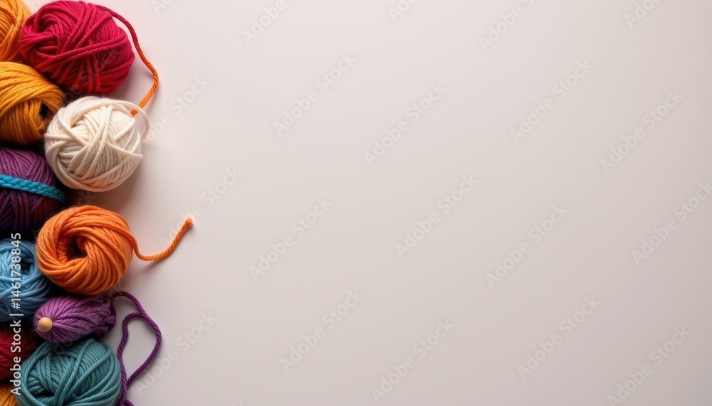 Colorful Assortment of Yarn Skeins Arranged Neatly on a Light Background for Crafting and Knitting