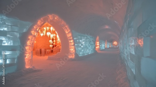 Ice Tunnel and Room with Chandelier