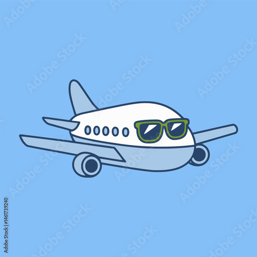 Cool Airplane Wearing Sunglasses Cartoon Illustration