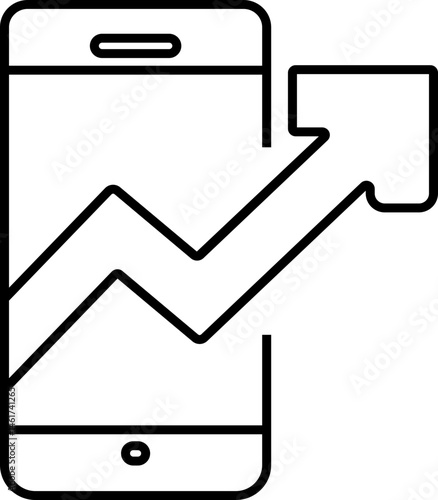 Business  Mobile Growth Crypto In  Outline Icon