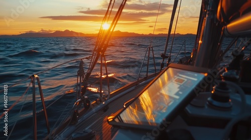 Sailboat at Sunset on Ocean - Watercraft Adventure