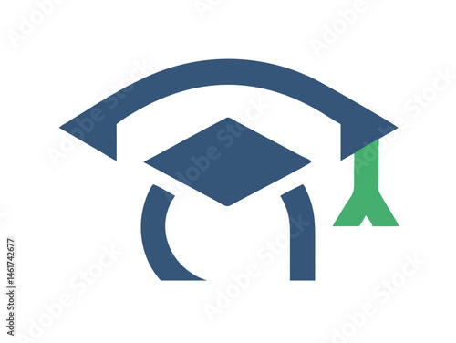 Academic achievement concept icon with graduation cap and pen. A simple, modern icon representing education and learning. 