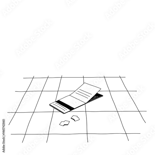 Paper boarding pass on checkered table