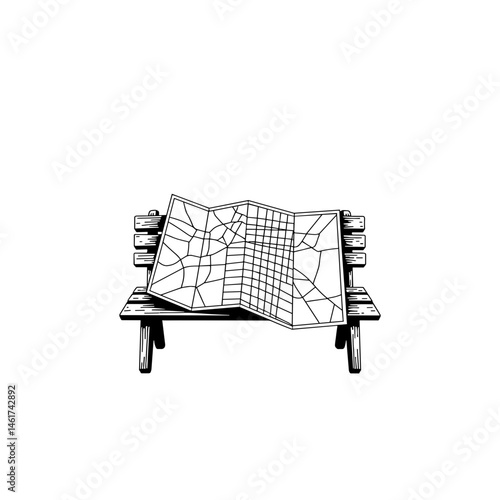 Map opened on a bench for travel and adventure