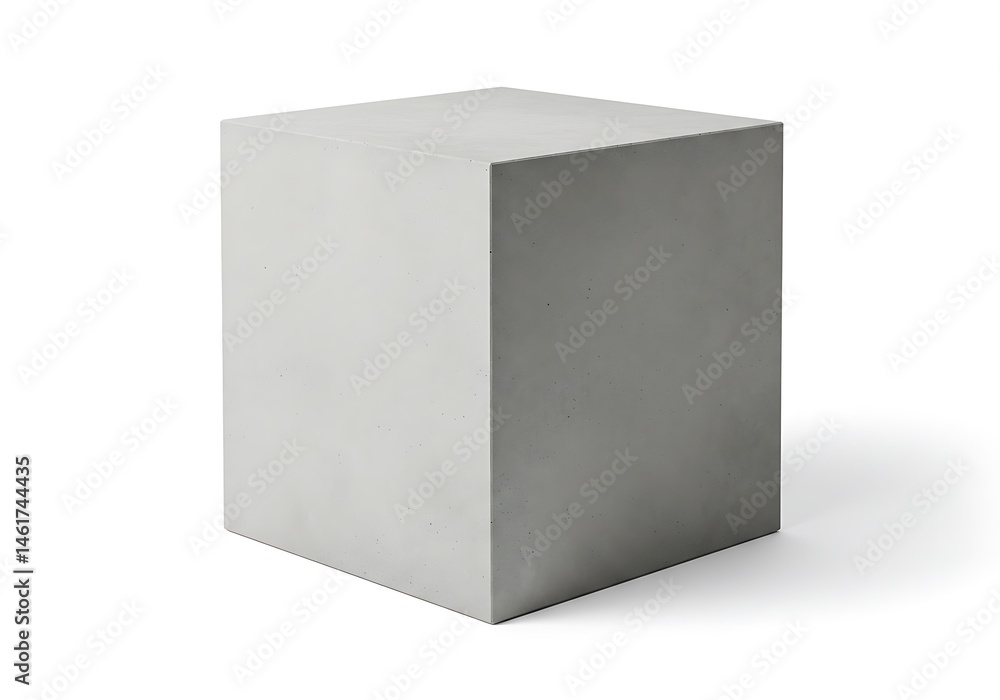 A simple gray rectangular prism standing upright on a white surface with a soft shadow cast to the side A simple gray rectangular prism standing upright on a white surface with a soft shadow cast to the side