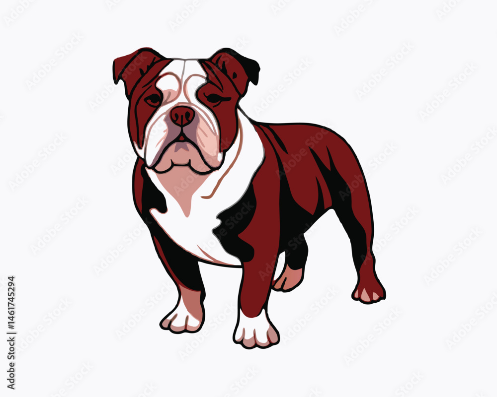 Obraz premium vector-bulldog-hand-drawn-engraving-consistent-outline