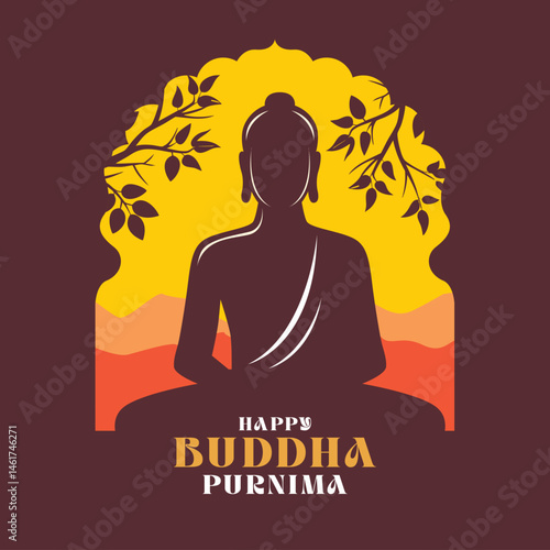 Happy Buddha Purnima with minimalist sacred art.eps