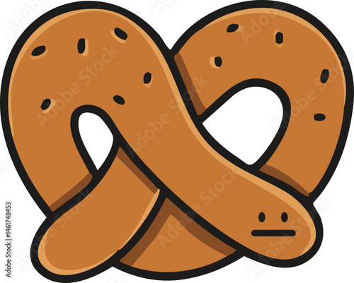 프레첼 빵 표정 캐릭터 라인드로잉(bread character line drawing icon)