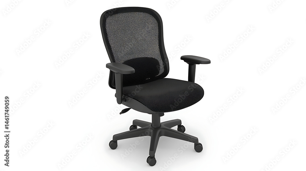 Fototapeta premium A black office chair with mesh fabric