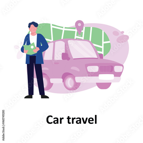 Car travel Vector illustration which can easily modify or edit