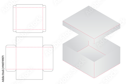 Box packaging die cut template design. 3d mock-up