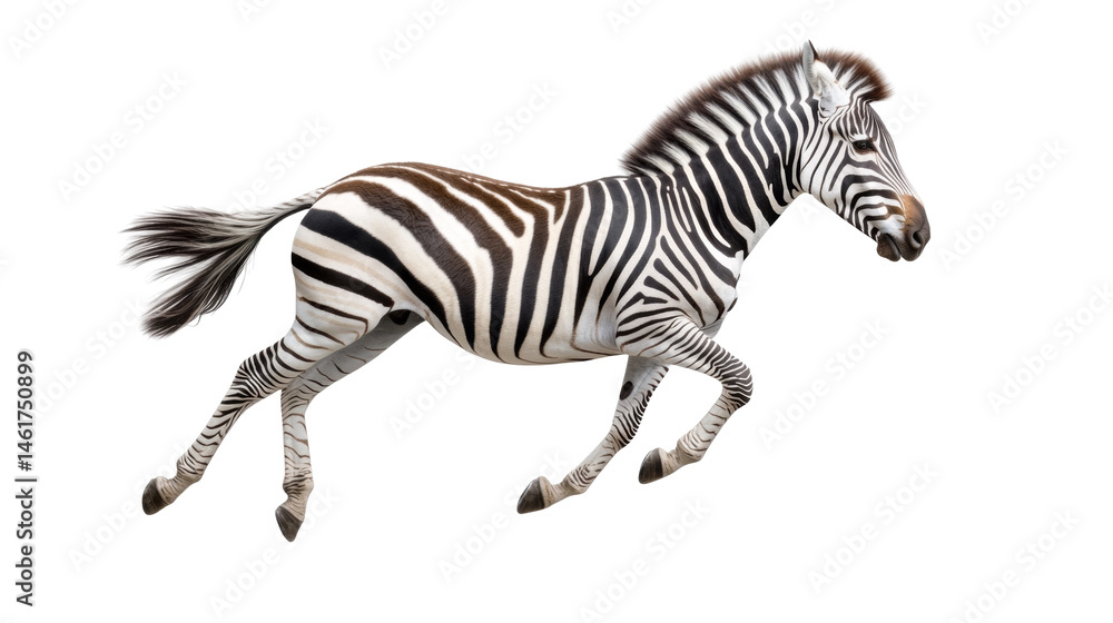 Fototapeta premium Graceful jumping zebra displaying unique black and white striped pattern in motion