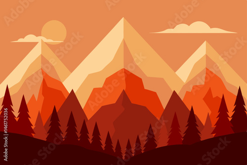 vector illustration of a sunset