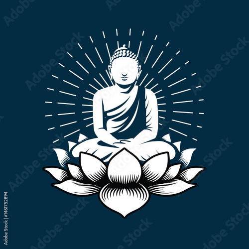 Radiant Buddha glowing in spiritual celebration vector.eps