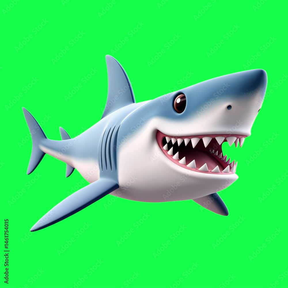 Cartoon shark with big smile animation isolated asset, transparent 4K video, alpha channel, ProRes 4444 Cartoon shark with big smile animation isolated asset, transparent 4K video, alpha channel, ProRes 4444