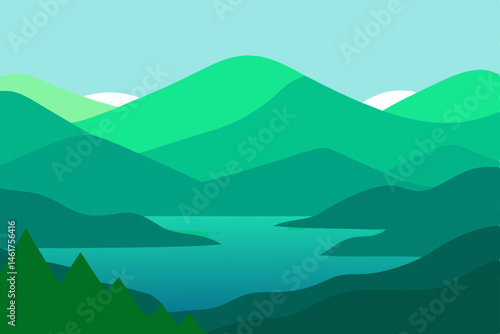 mountain landscape vector illustration