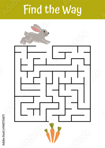 Labyrinth, maze game for kids. Logical game for preschool, kindergarten learning, homeschooling. Educational activity for preschool, kindergarten. Early education, logic, concentration game.
