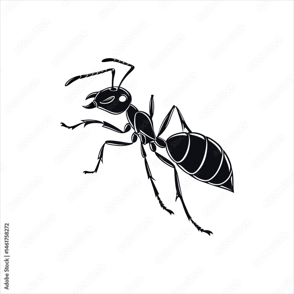 Black Ant Silhouette Vector Illustration Black Ant Silhouette Vector Illustration