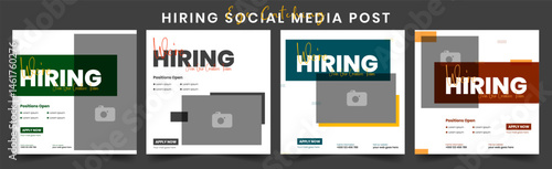 Modern We Are Hiring Instagram Facebook LinkedIn Post Template for Job Vacancy Ads Customizable Banner for Recruitment Teams HR Departments and Businesses Looking to Attract Qualified Candidates.