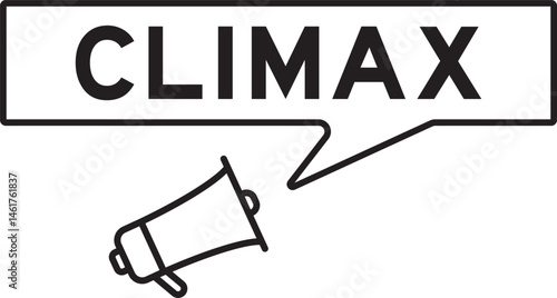 Megaphone icon with speech bubble in word climax on white background