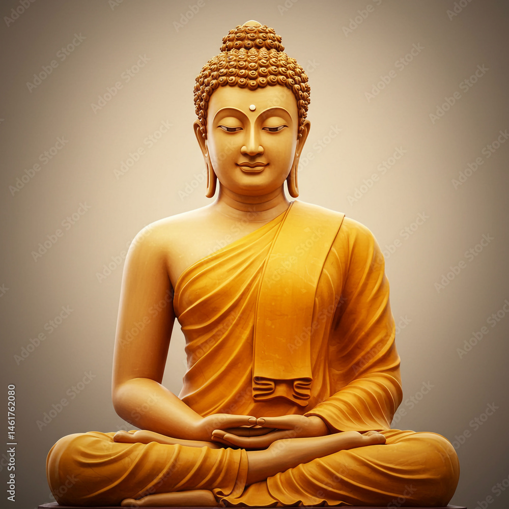 Serene Golden Buddha Statue in Meditation