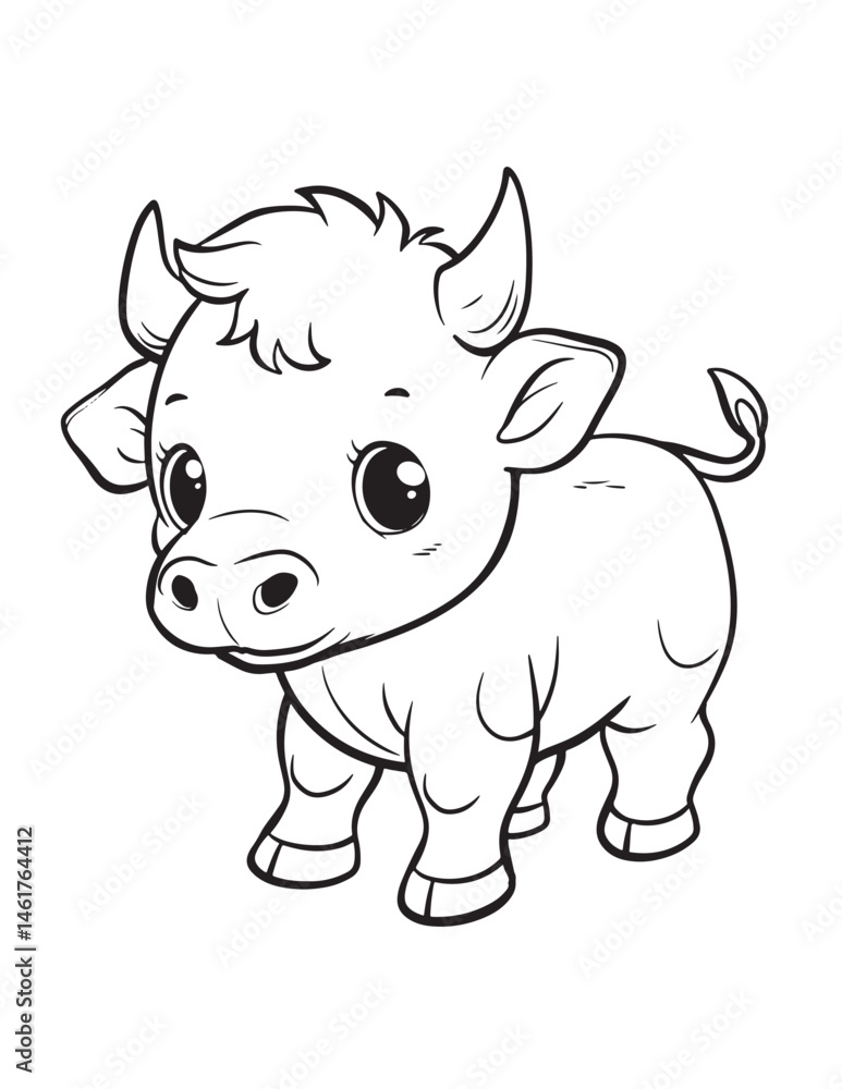 Cute Baby Bull Line Art Coloring Page Cute Baby Bull Line Art Coloring Page