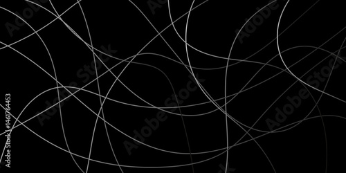 Abstract Random Line Background. Modern Abstract Line Art. Random Linear Black background