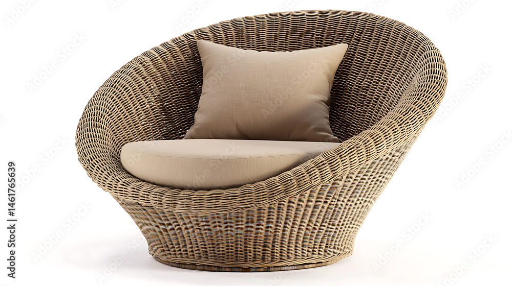 Obraz premium A wicker chair with a pillow on it