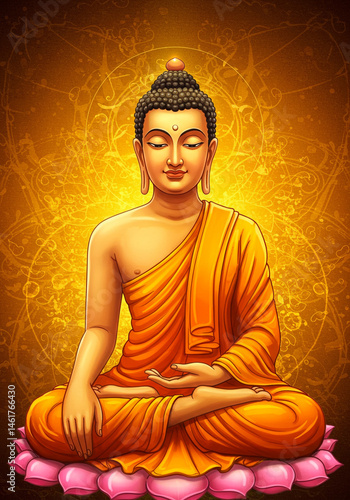 Obraz na płótnie Serene Lord Buddha in Meditation Pose w salonie