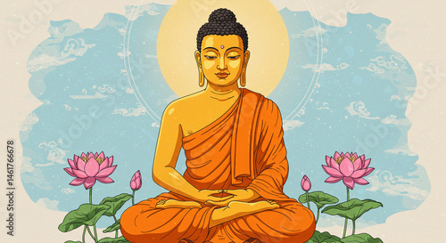 Serene Buddha Meditating Am...