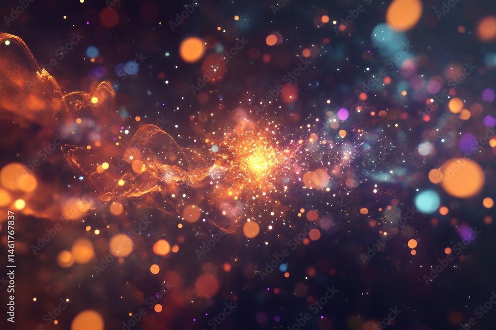 Abstract Cosmic Nebula with Orange and Purple Lights Abstract Cosmic Nebula with Orange and Purple Lights